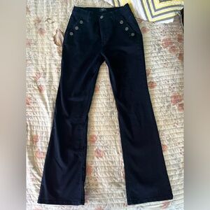 Curve Appeal Black Sailor Button Flare Pants – Size 8/29